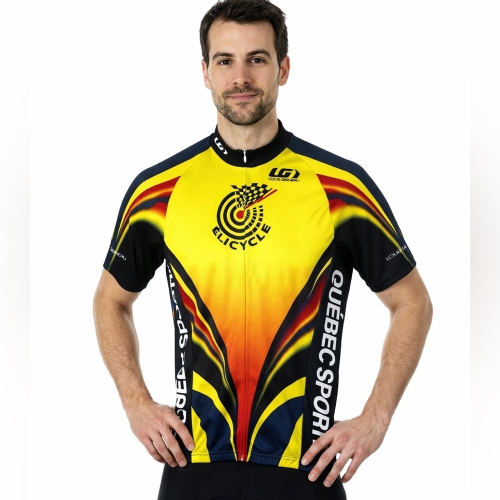 Louis Garneau Men’s Cycling Jersey Small Yellow Black Full Zip